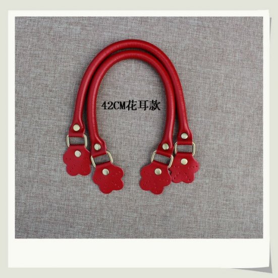 Leather Bag Handles Wholesale Red 16.5 inch - Click Image to Close