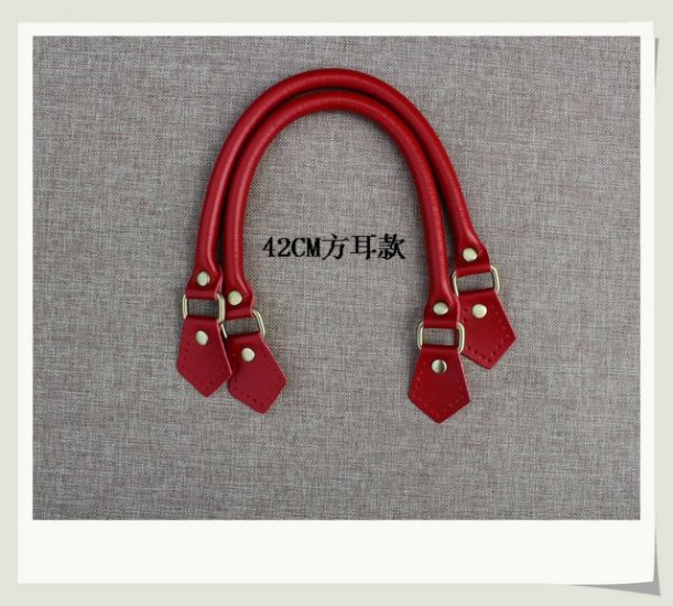 Leather Red Handles For Knitted Bags 16.5 inch - Click Image to Close