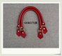 Leather Red Handles For Knitted Bags 16.5 inch