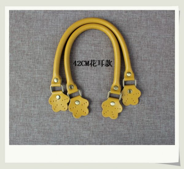 Leather Bag Handles Yellow Findings 16.5 inch - Click Image to Close