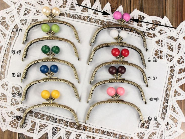 12.5CM Antique purse clasps sewing purse frames - Purple Beads - Click Image to Close