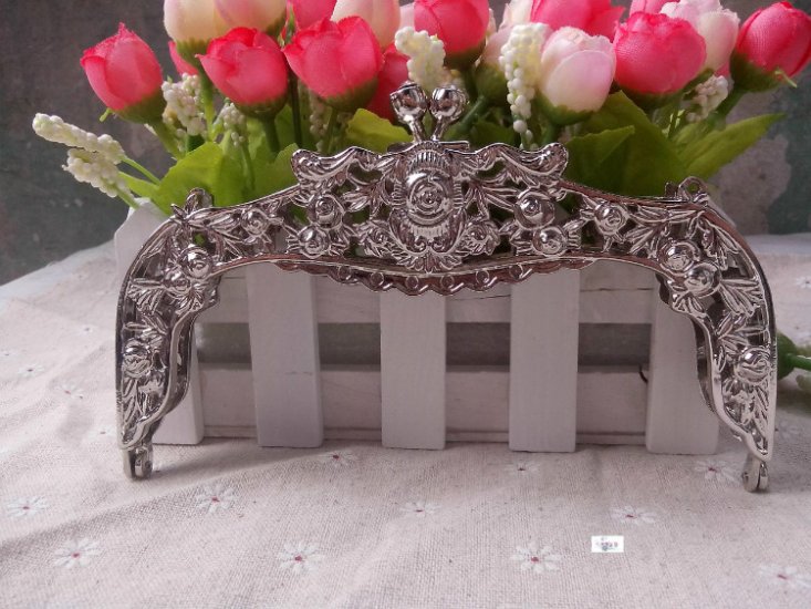 Vintage Metal Purse Frames Silver 6 1/2 inch - Click Image to Close
