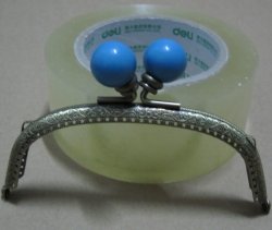 12.5CM antique metal purse frames clasps light-blue beads