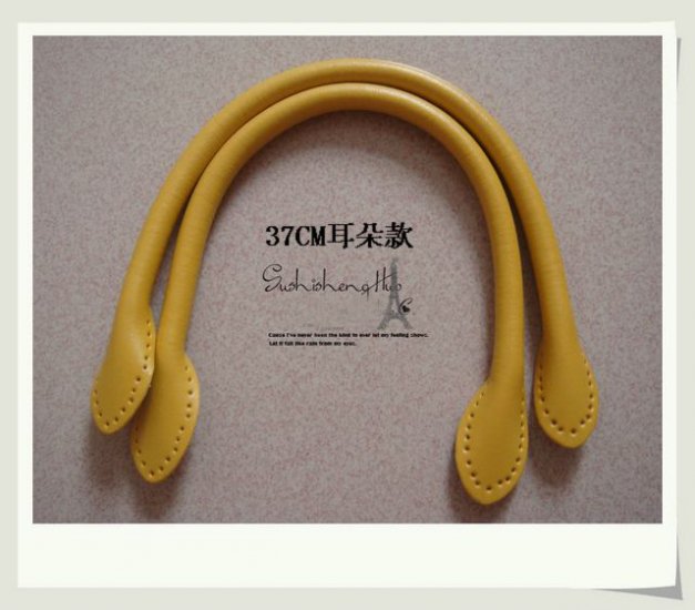Leather Purse Handles Yellow 14.5 inch - Click Image to Close