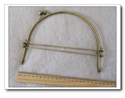 8 Inch Antique Lacis Metal Purse Frame w/Ball Clasp Handles