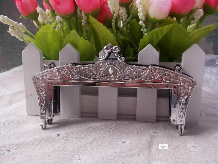 Vintage Style Purse Frames Silver 5 inch - Click Image to Close