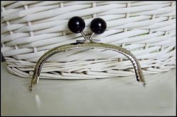 12.5CM Nickel Free Purse Frames With Black Beads