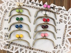 12.5CM Antique purse clasps sewing purse frames - Purple Beads