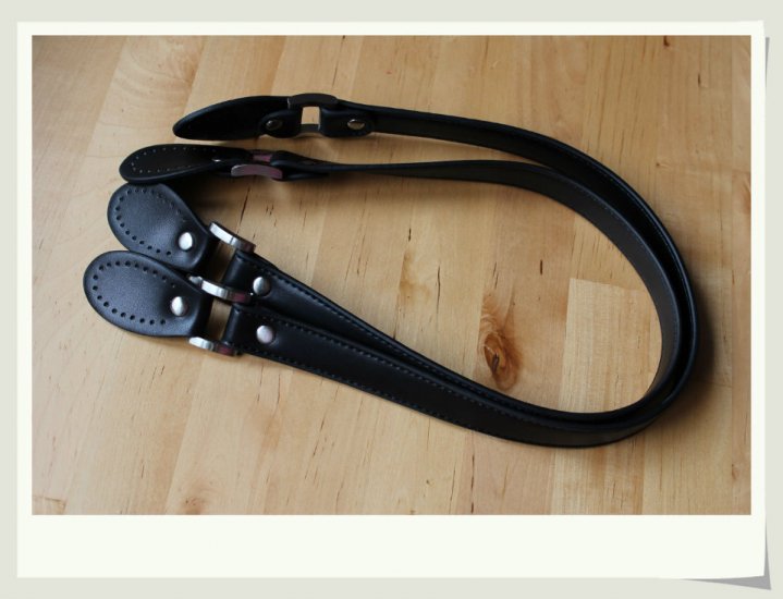 Black Leather Bag Straps Handles 24.5 inch - Click Image to Close