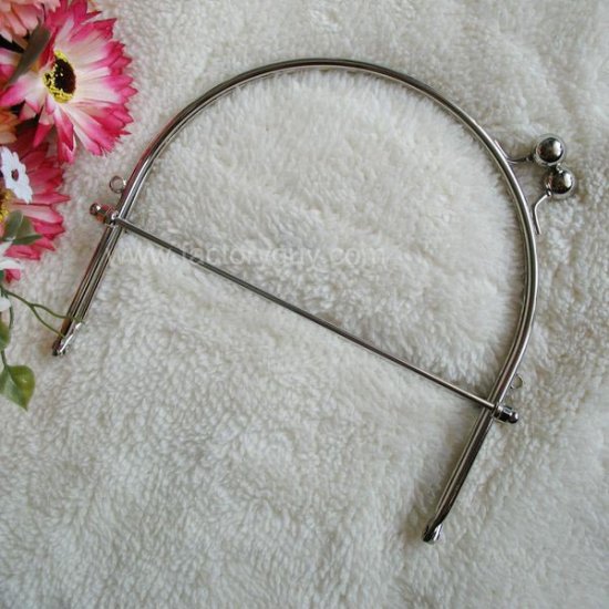 6 Inch silver loop handle purse frame - Click Image to Close