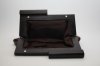 clutch purse with black handle wood frame