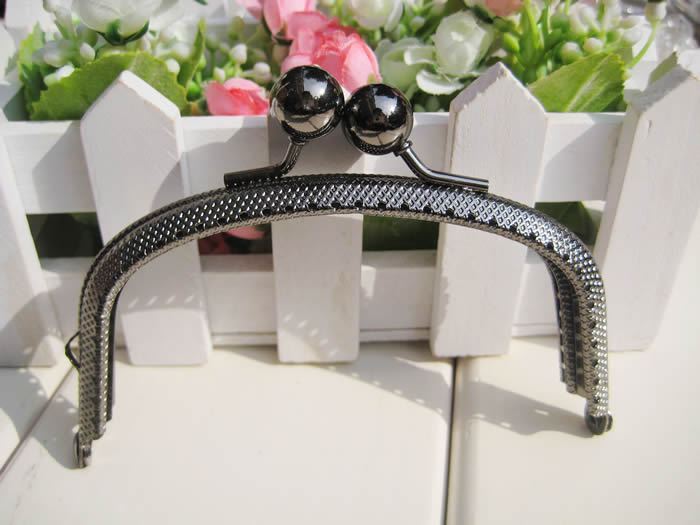 Black nickel metal purse frame clasp - Click Image to Close