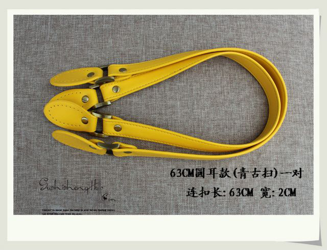 Leather Purse Handles Yellow Sew 24.5 inch - Click Image to Close