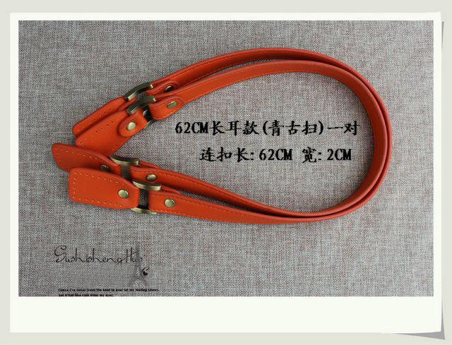 Leather Bag Handles Wholesale Orange 24.5 inch - Click Image to Close