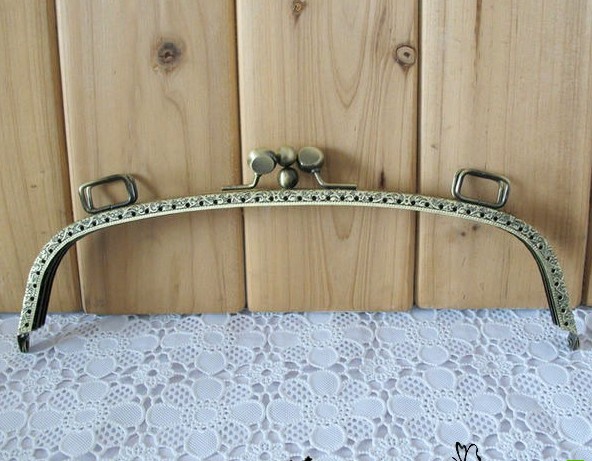 24 cm antique bronze purse frame large handbag handles - Click Image to Close