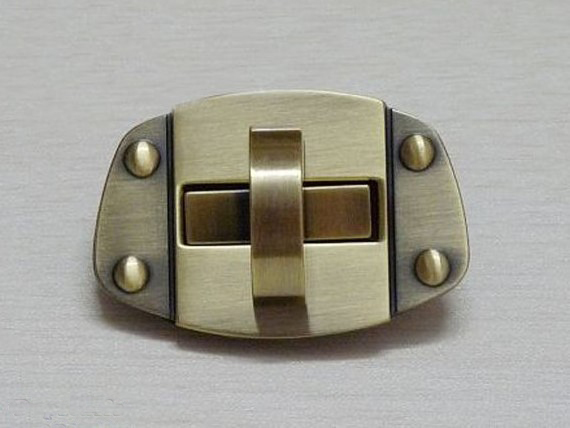 Metal Purse Twist Turn Lock - Antique Bronze - Click Image to Close