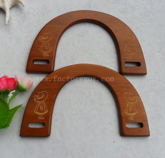 185mm Curved Wood Purse Handles - Click Image to Close