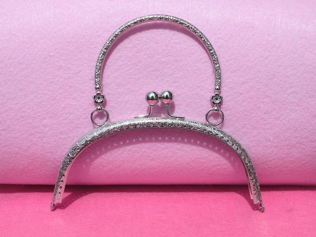 Silver Purse Frame w/ Handle - 6 3/8" - Click Image to Close