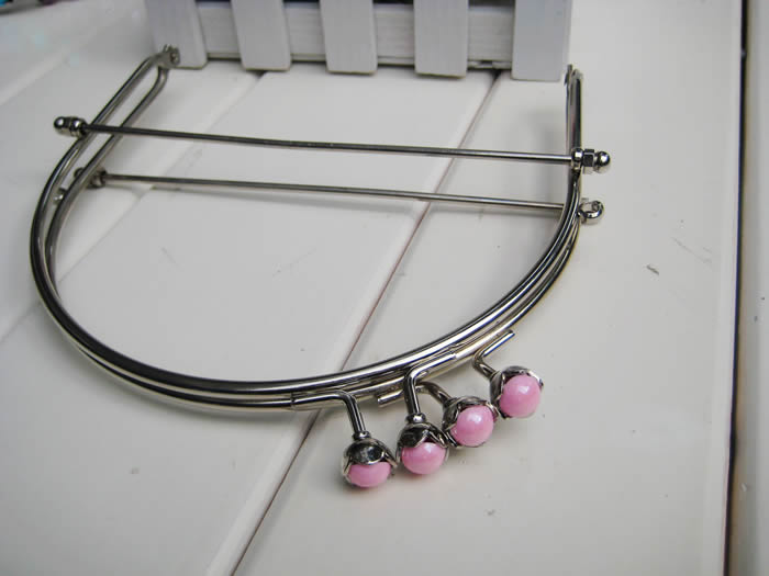 10pcs 6 inch Silver Metal Purse Frame with Ball Clasp and Loops - Click Image to Close