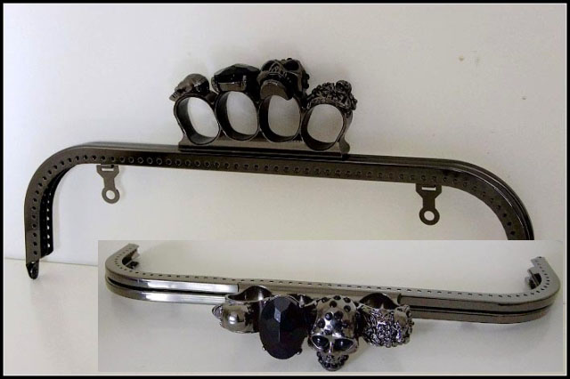 26CM Skull purse frames handbag handles - Black Nickel - Click Image to Close