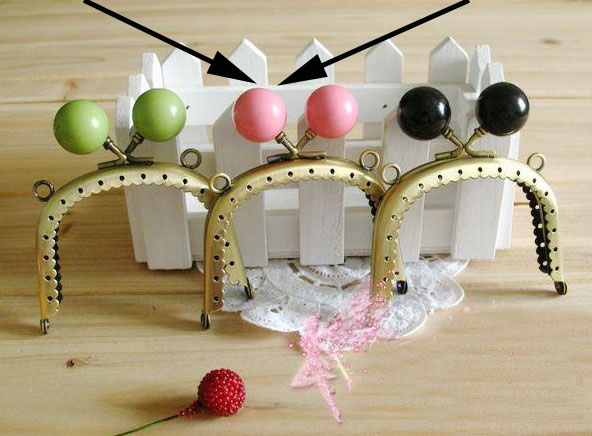 7.5cm purse frames with sewing holes wholesale Pink Beads 1PCS - Click Image to Close